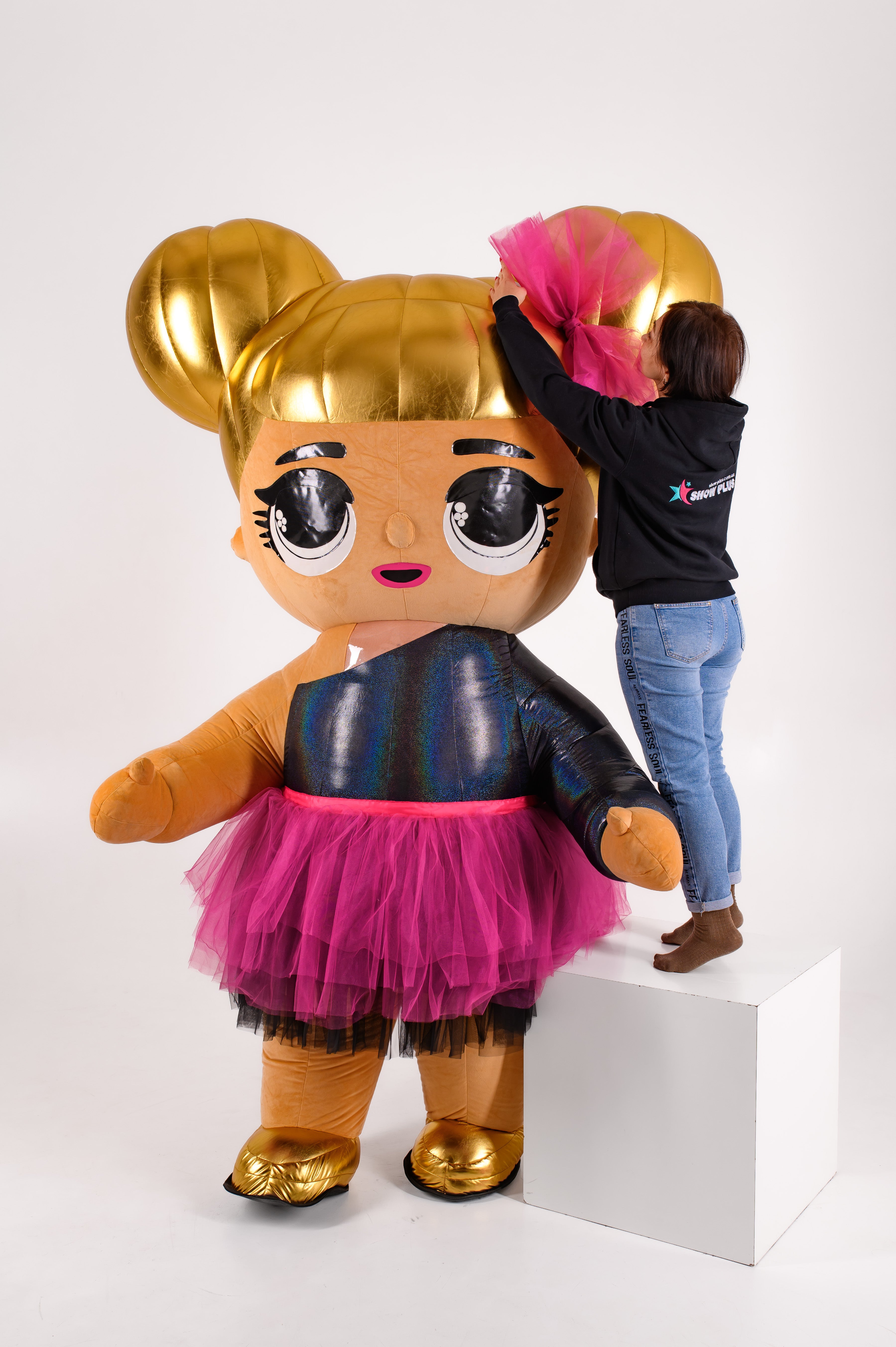 Inflatable Gold Girl Mascot Costume