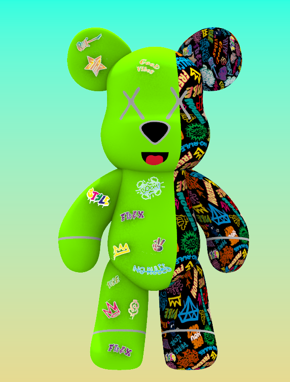 Inflatable Graffiti Bear Mascot with custom embroidery