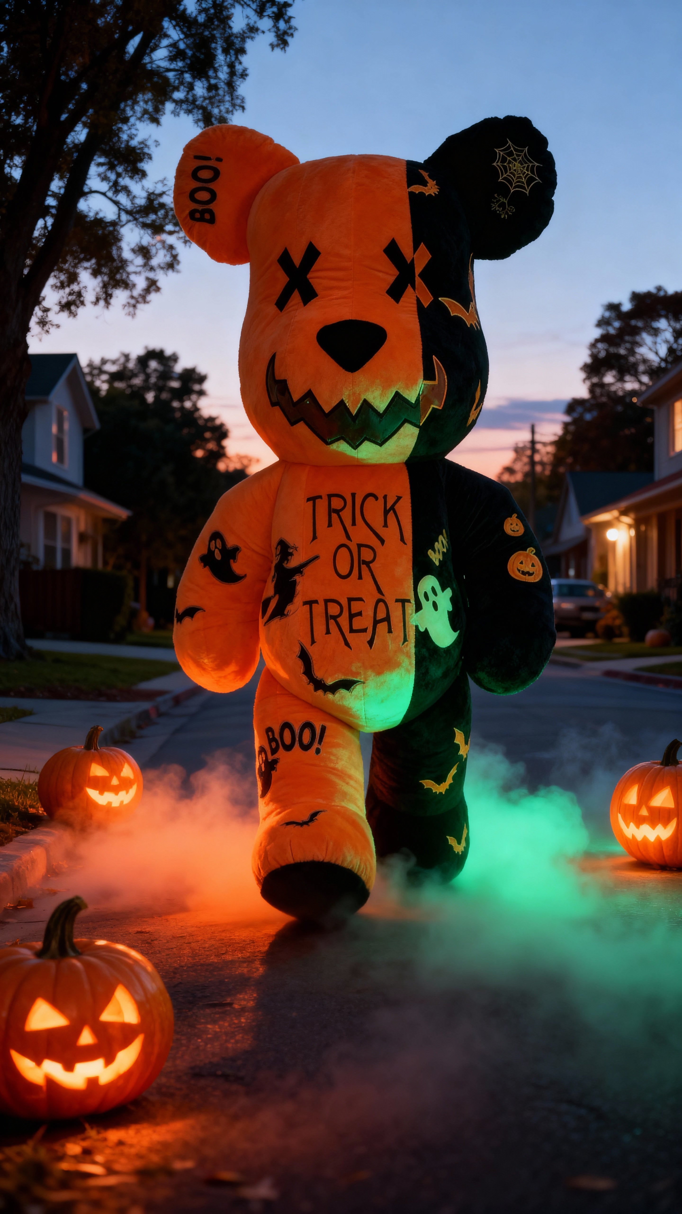 Inflatable Halloween Bear Mascot with custom embroidery