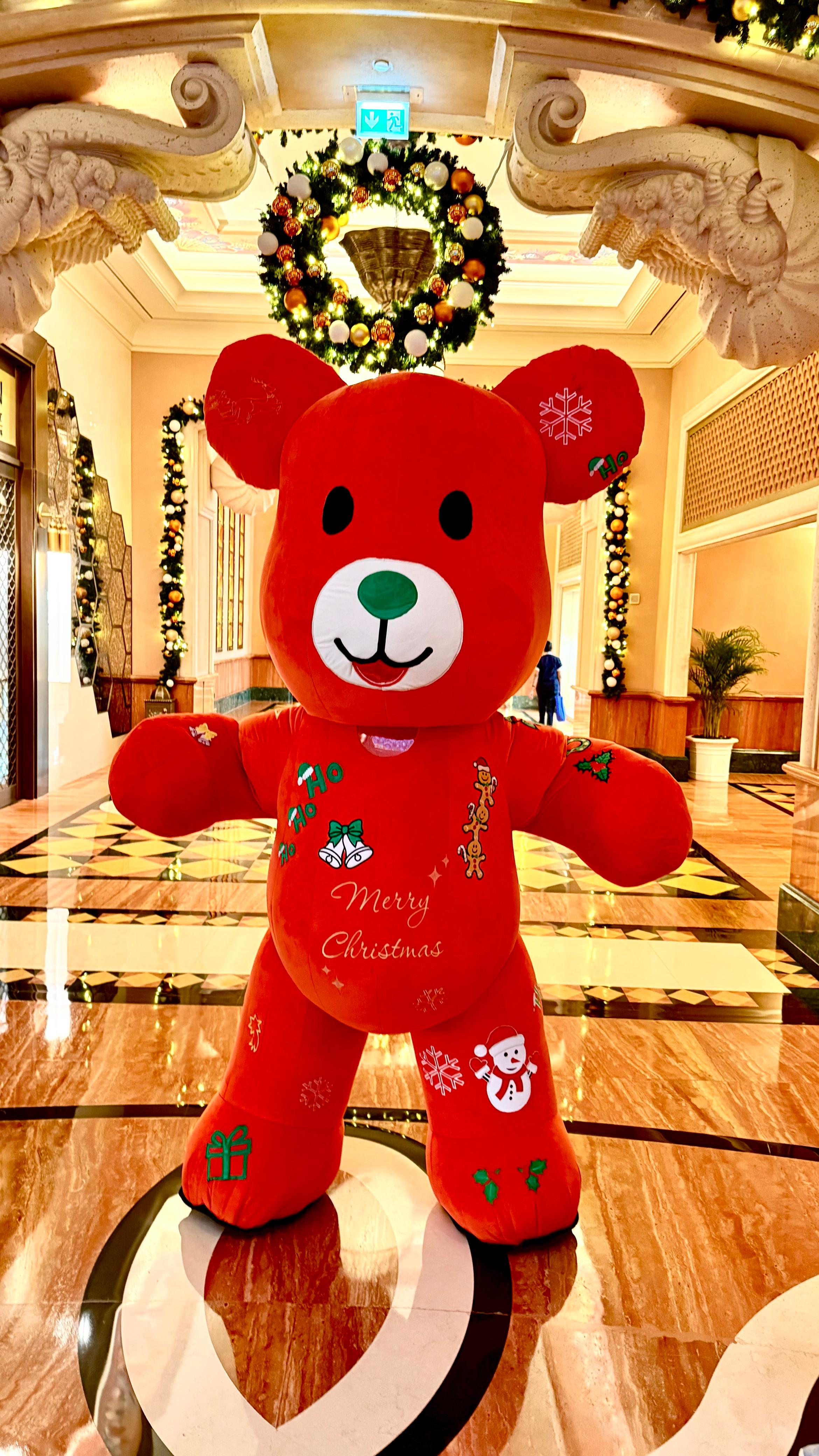 Inflatable Chrismas Bear Mascot with custom embroidery