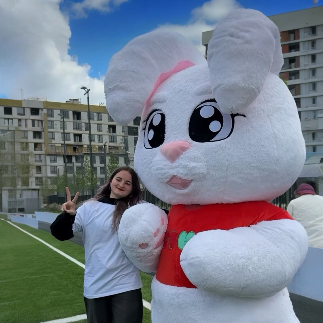 Inflatable White Rabbit Mascot Costume