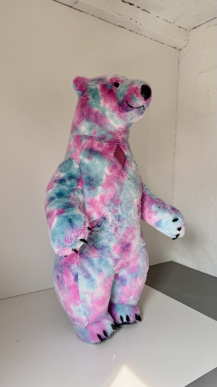 Inflatable Colorful Polar Bear Mascot with top hat and bow tie