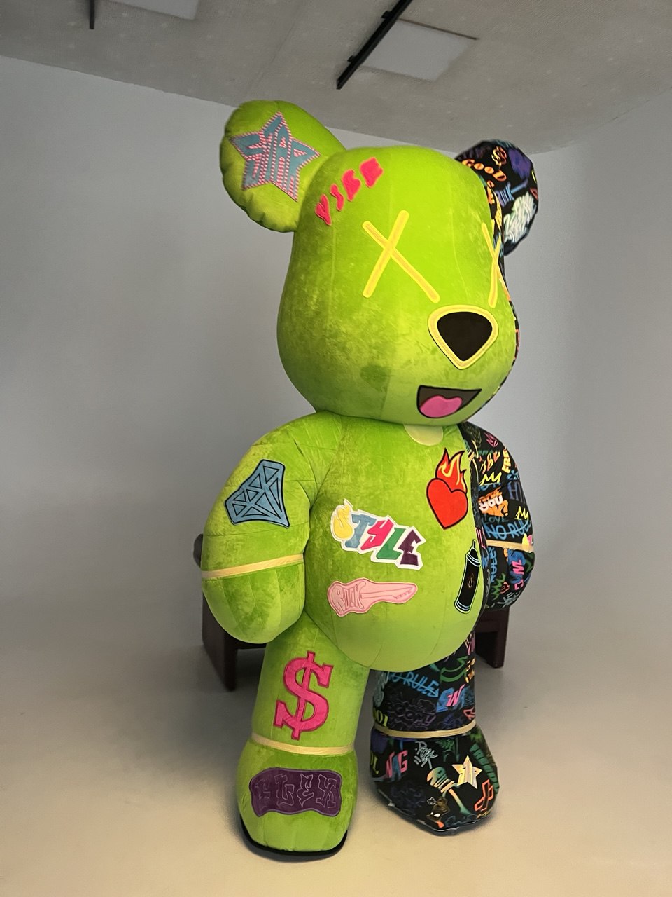 Inflatable Graffiti Bear Mascot with custom embroidery