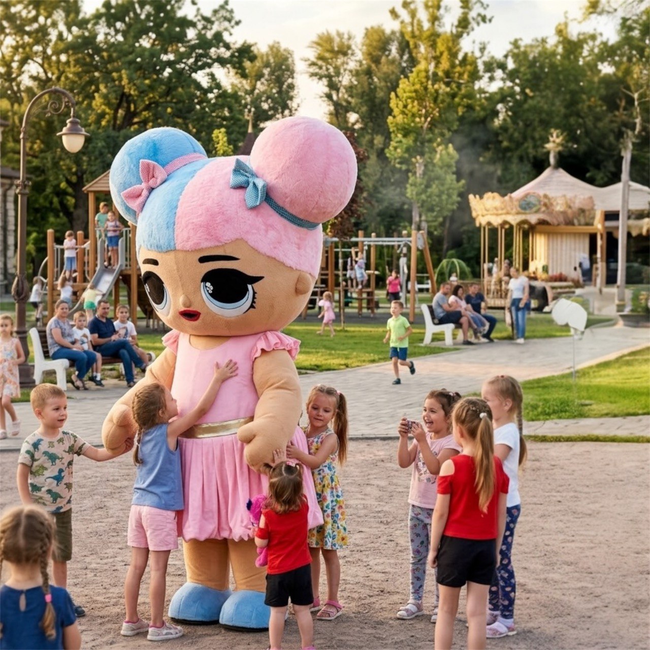Inflatable Pink Girl Mascot Costume
