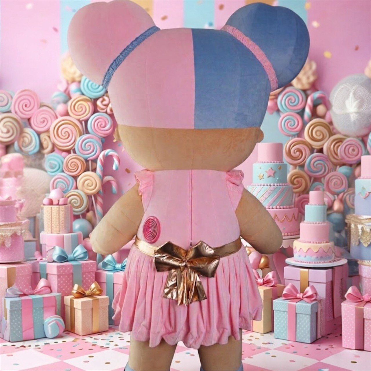 Inflatable Pink Girl Mascot Costume