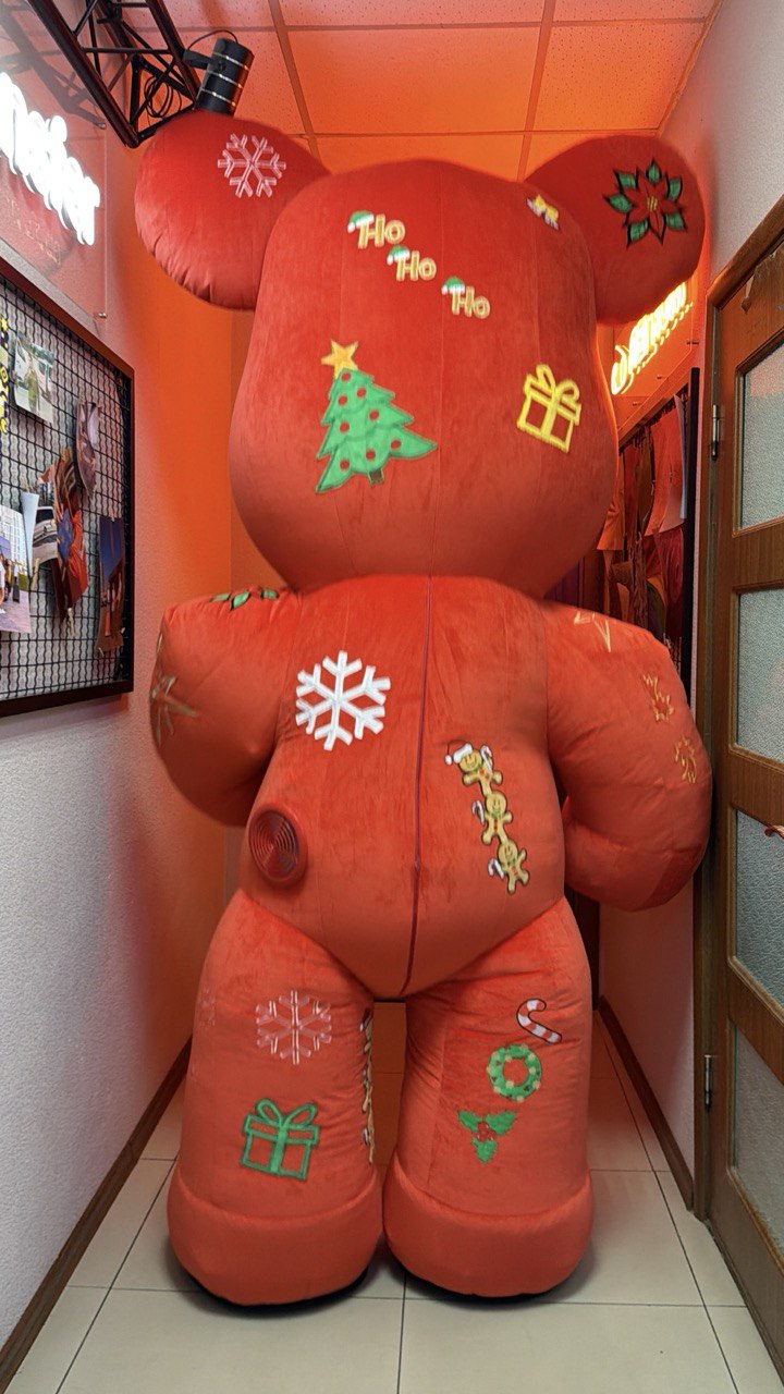Inflatable Chrismas Bear Mascot with custom embroidery