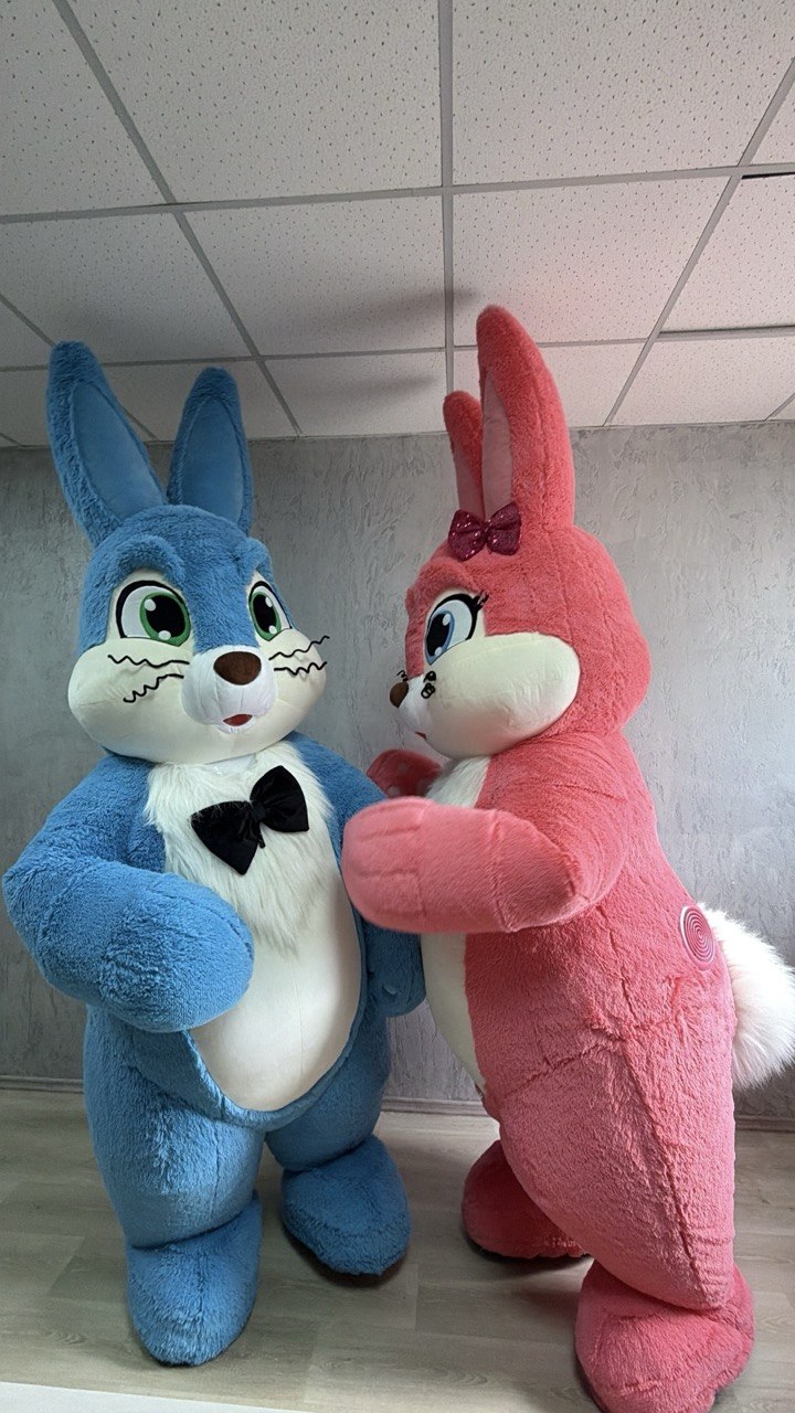Inflatable Blue Rabbit Mascot Costume