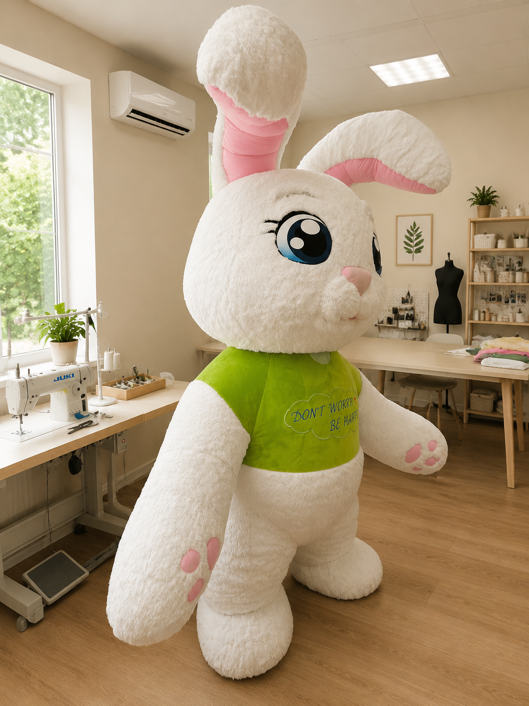 Inflatable White Rabbit Mascot with Embroidery