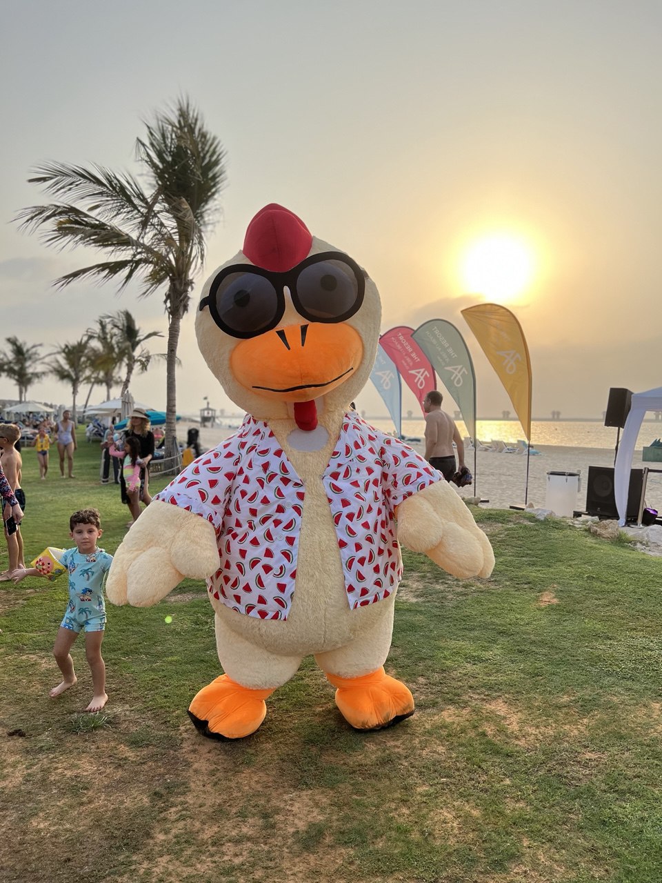 Inflatable Chick in T-Shirt Mascot