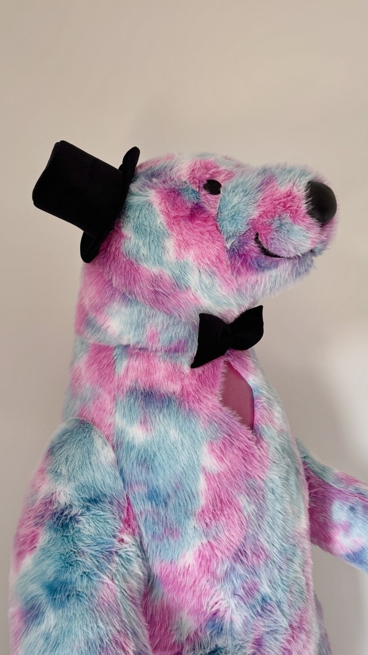 Inflatable Colorful Polar Bear Mascot with top hat and  bow tie