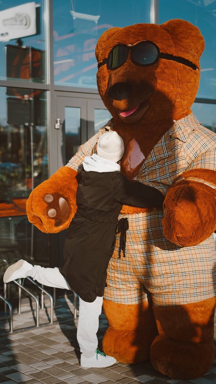 Inflatable Bear Mascot in a suit