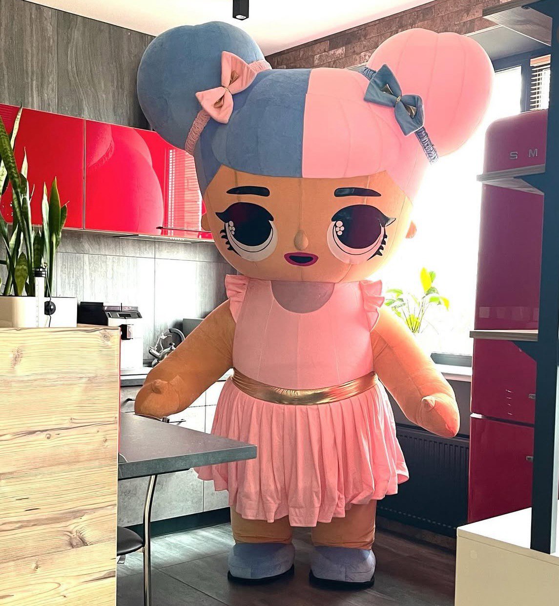Inflatable Pink Girl Mascot Costume
