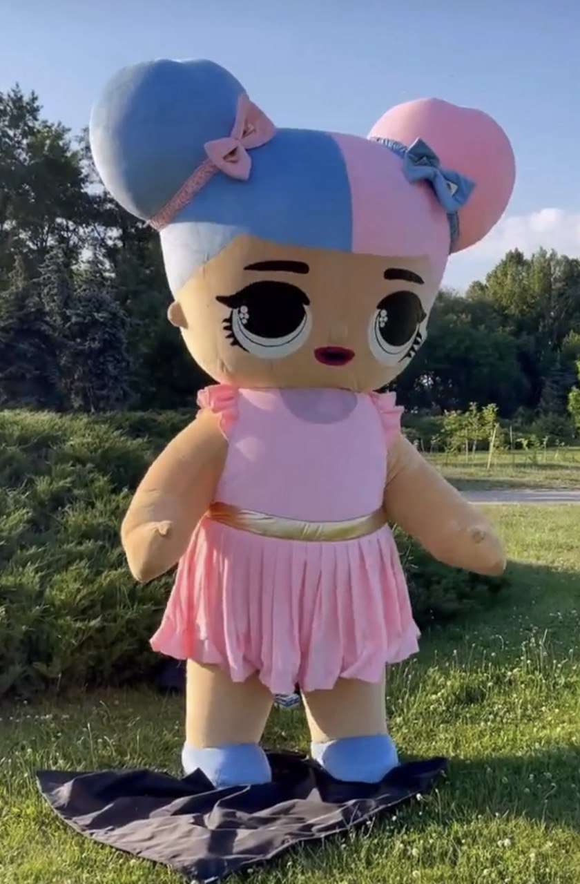 Inflatable Pink Girl Mascot Costume