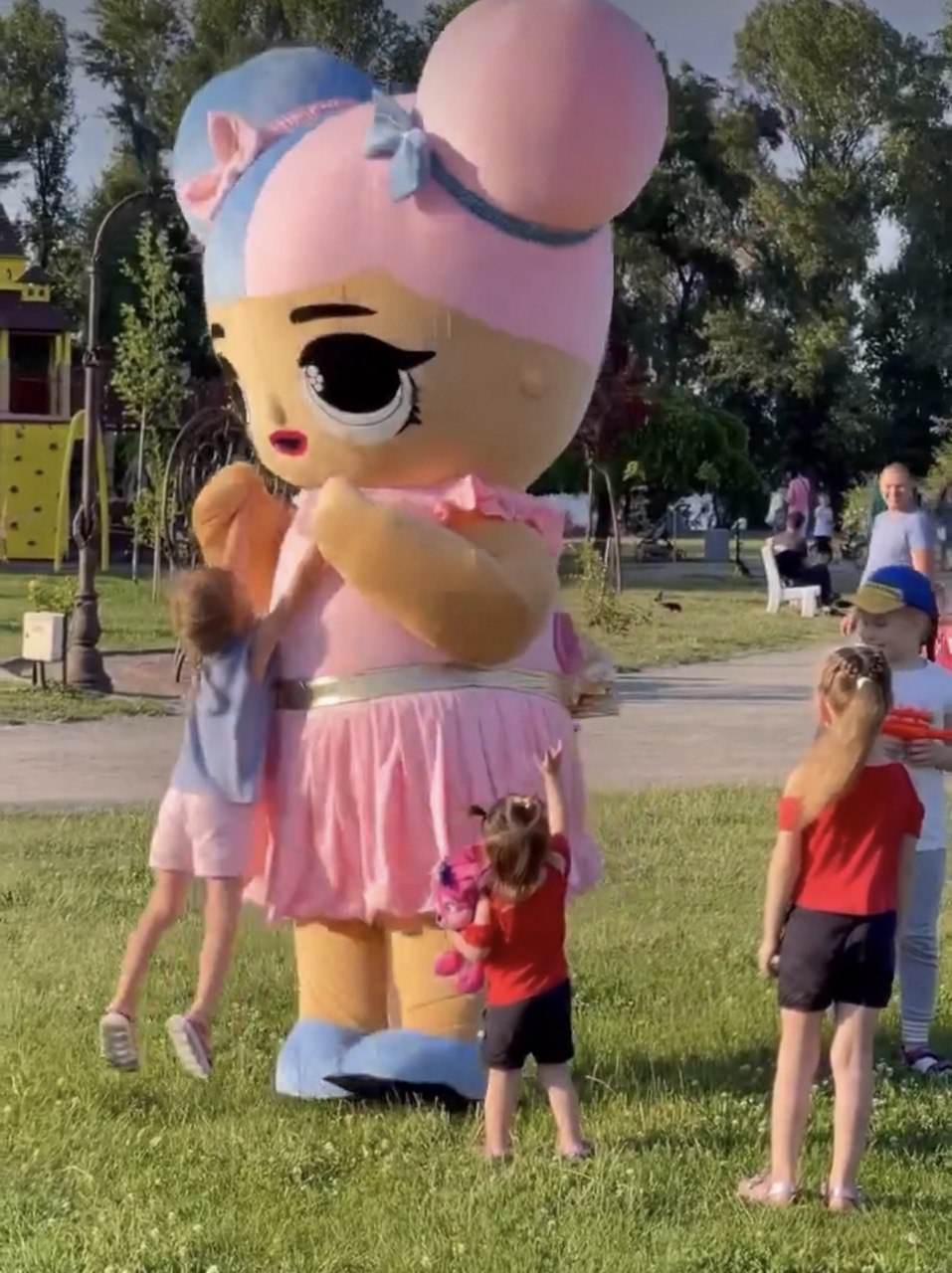 Inflatable Pink Girl Mascot Costume