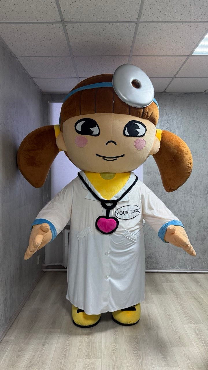 Inflatable The Nurse Girl Mascot in a robe with accessories