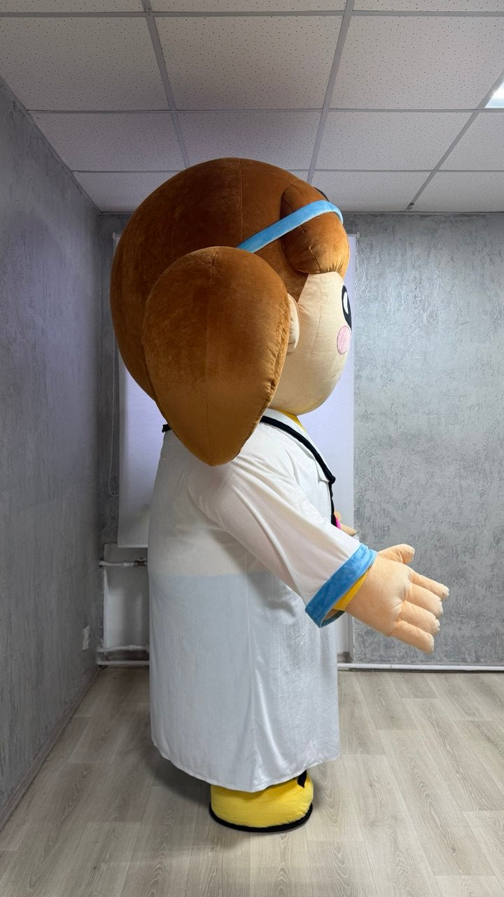 Inflatable The Nurse Girl Mascot in a robe with accessories