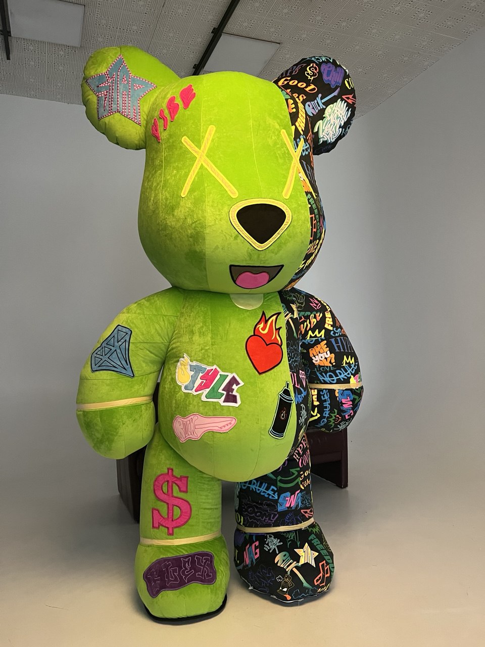 Inflatable Graffiti Bear Mascot with custom embroidery