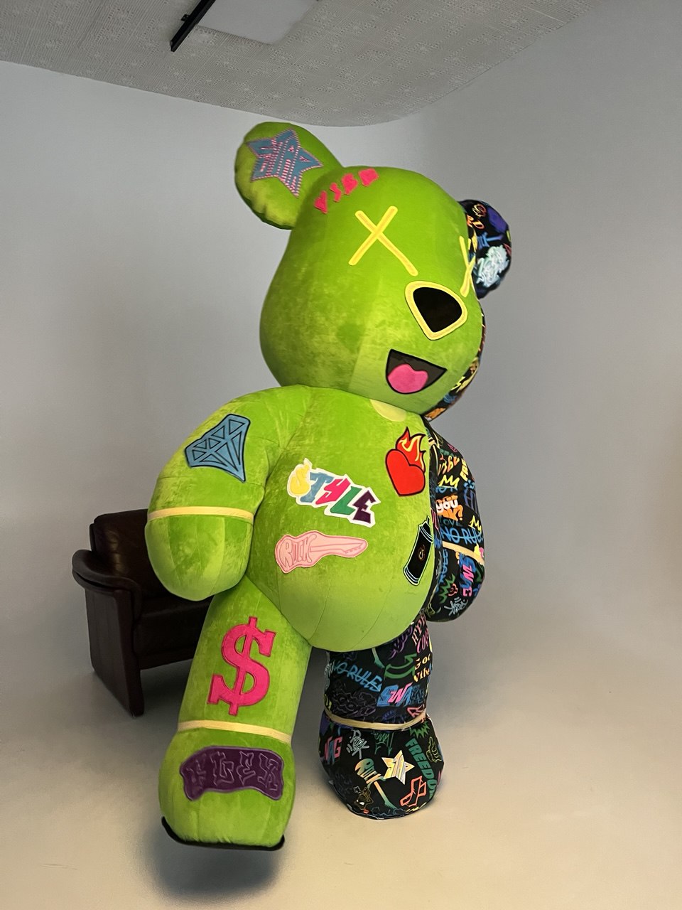 Inflatable Graffiti Bear Mascot with custom embroidery