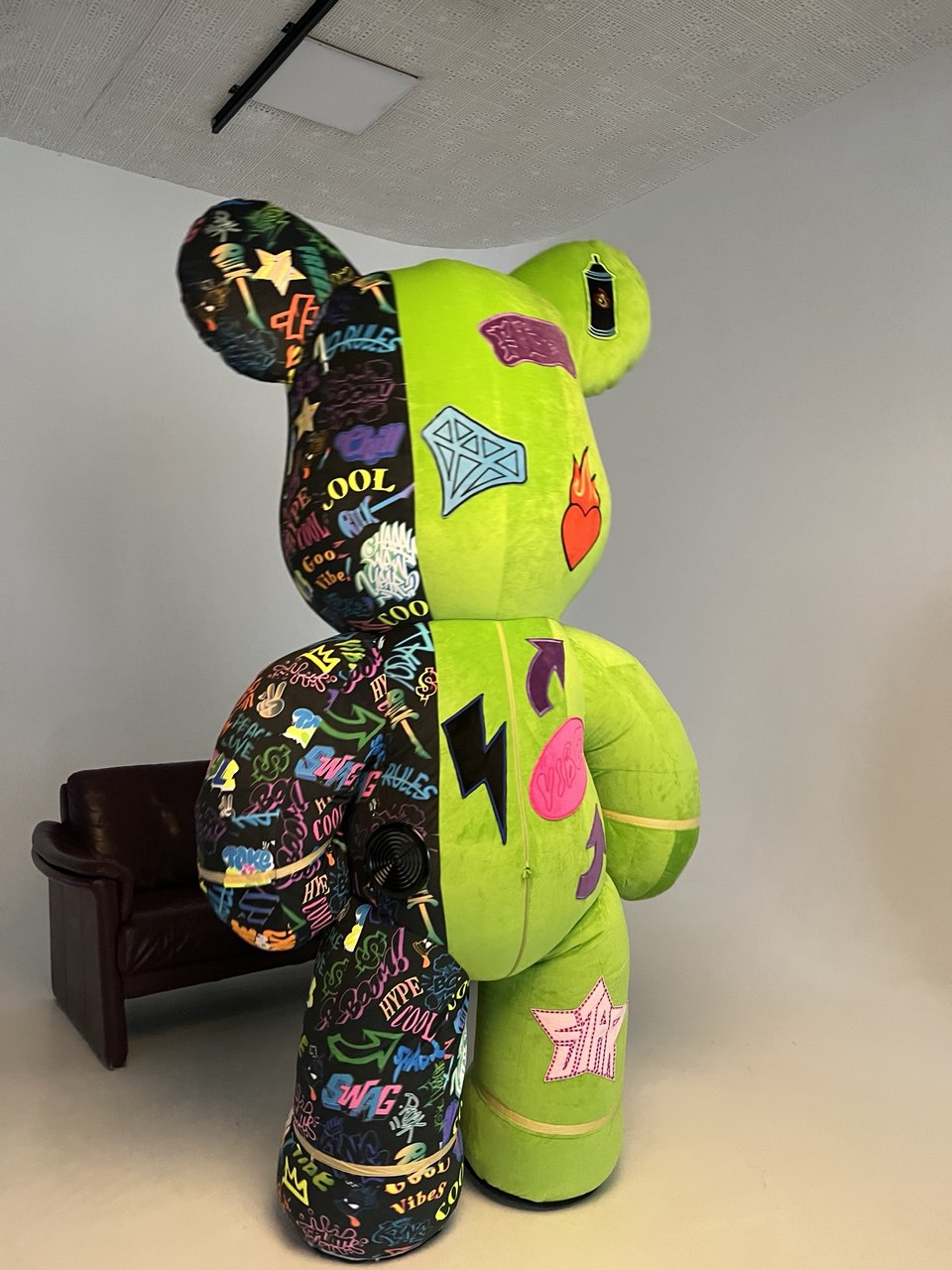 Inflatable Graffiti Bear Mascot with custom embroidery
