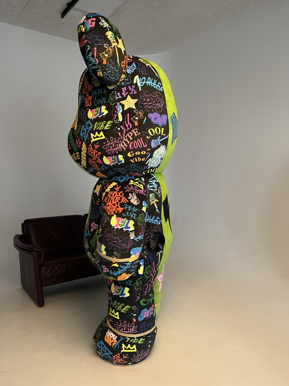 Inflatable Graffiti Bear Mascot with custom embroidery