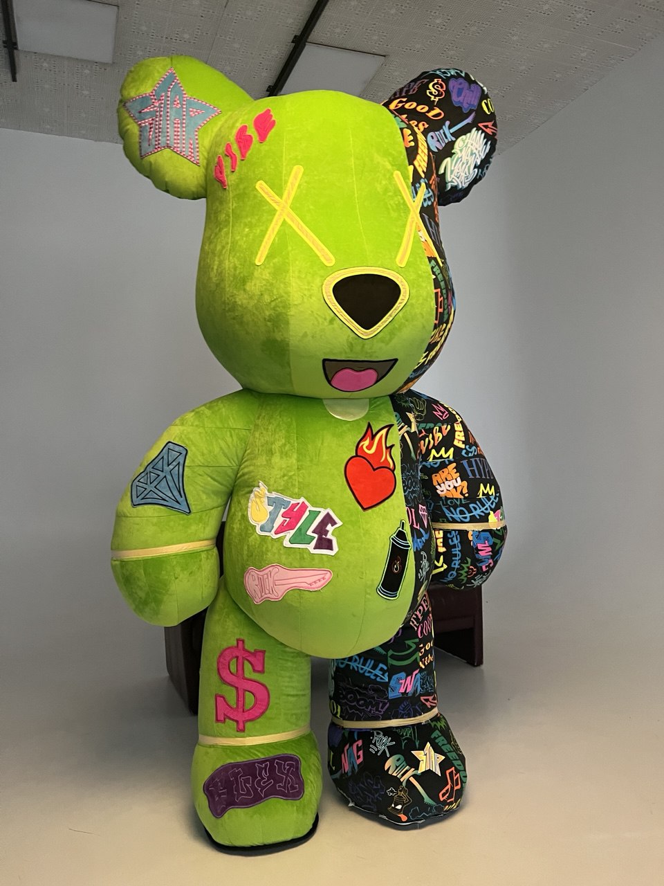 Inflatable Graffiti Bear Mascot with custom embroidery