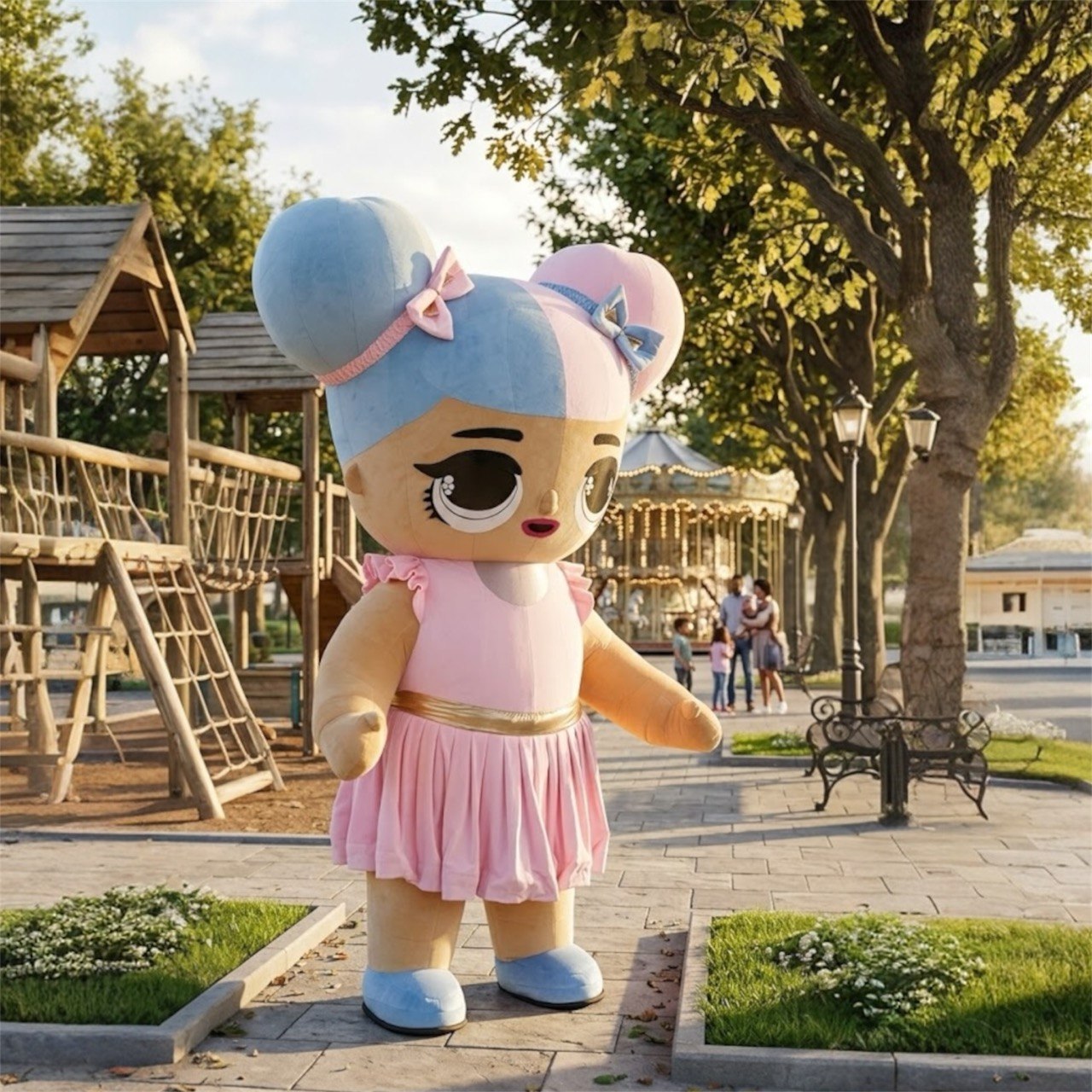 Inflatable Pink Girl Mascot Costume