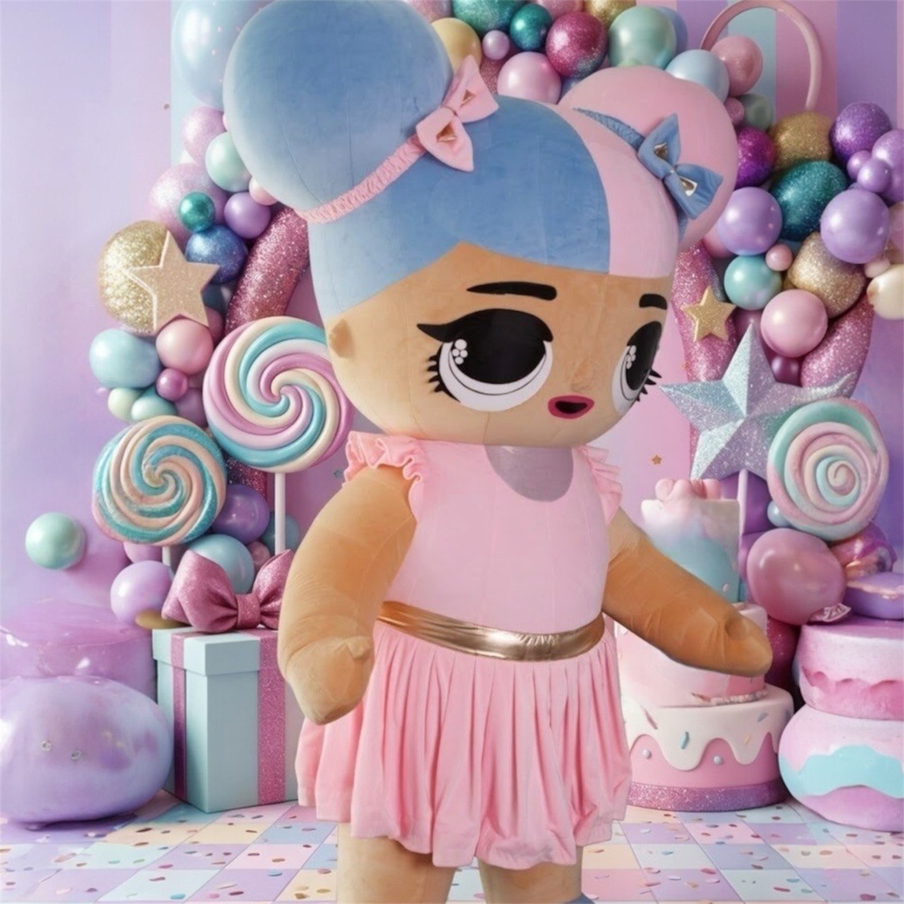 Inflatable Pink Girl Mascot Costume