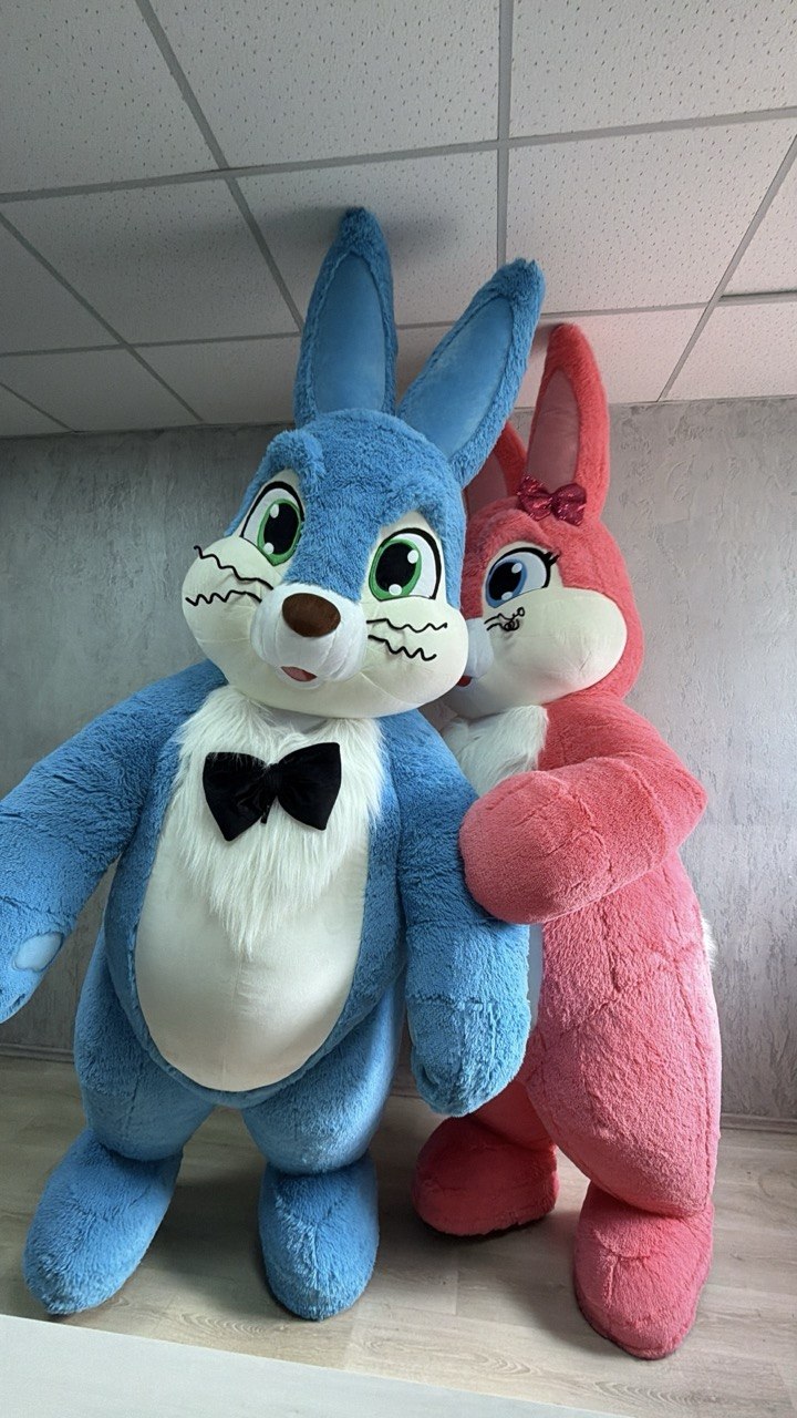 Inflatable Blue Rabbit Mascot Costume
