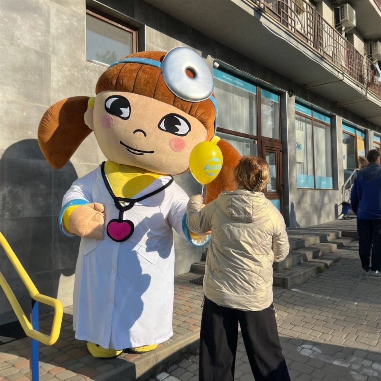 Inflatable The Nurse Girl Mascot in a robe with accessories