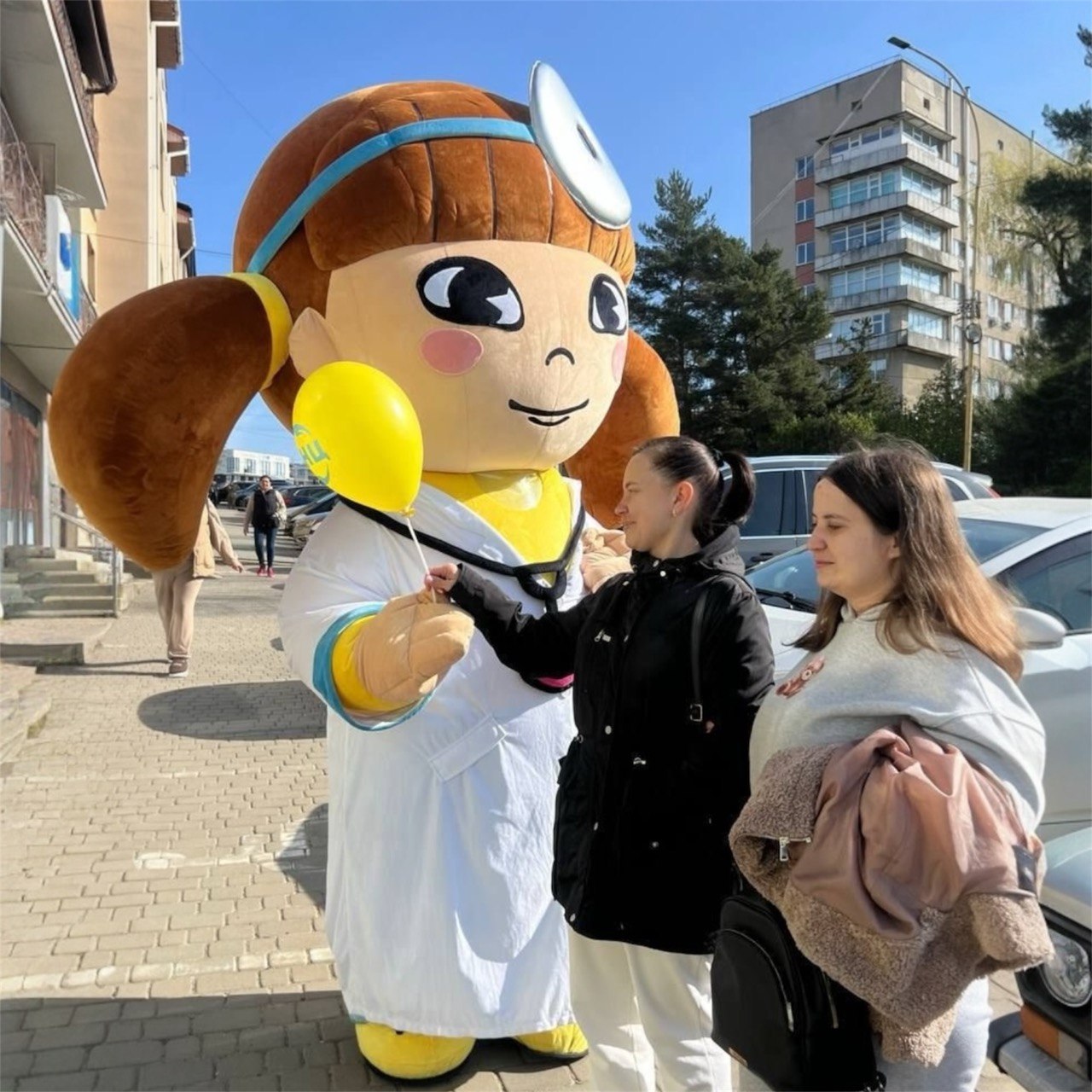 Inflatable The Nurse Girl Mascot in a robe with accessories
