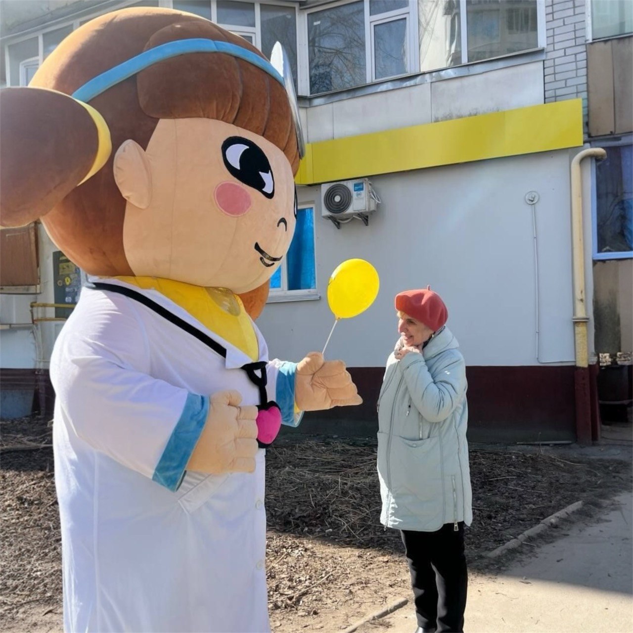 Inflatable The Nurse Girl Mascot in a robe with accessories
