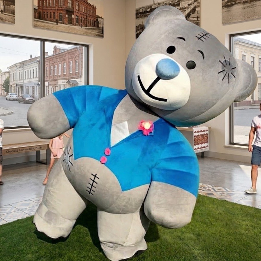 Inflatable Teddy Bear In Blue Vest