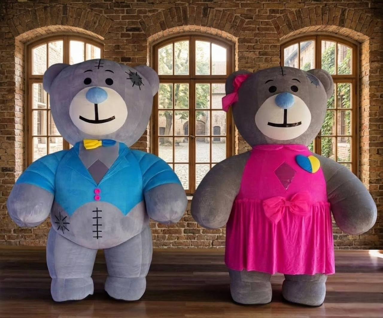Inflatable Teddy Bear In Blue Vest