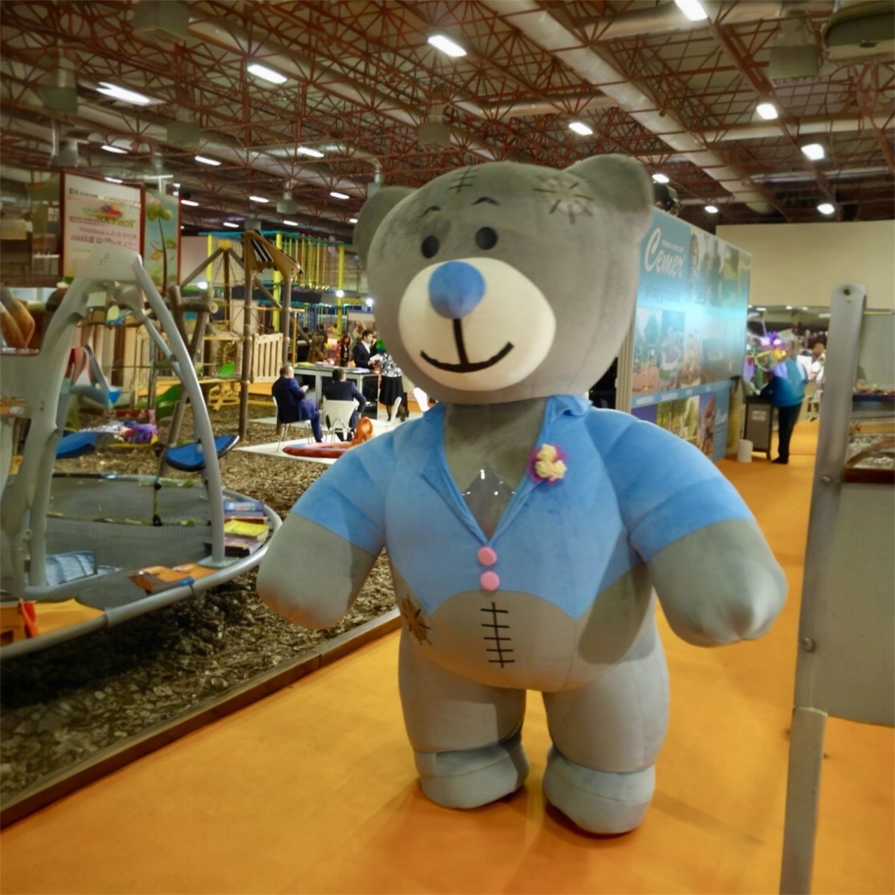 Inflatable Teddy Bear In Blue Vest