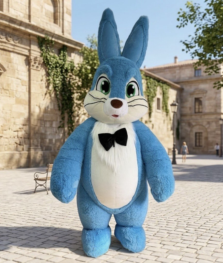 Inflatable Blue Rabbit Mascot Costume