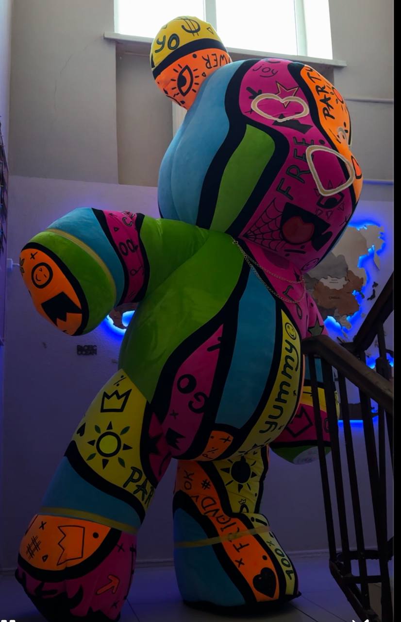 Inflatable Bear Mascot with custom painted elements