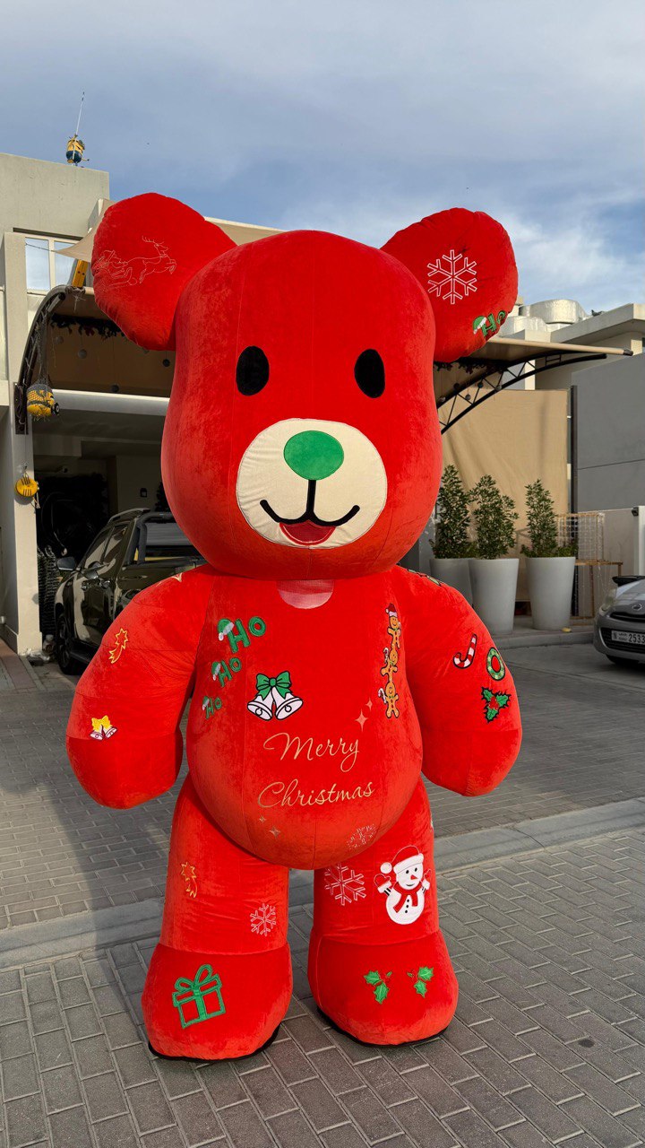 Inflatable Chrismas Bear Mascot with custom embroidery